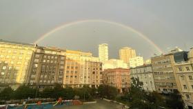 El arco iris que se pudo ver esta mañana sobre A Coruña.