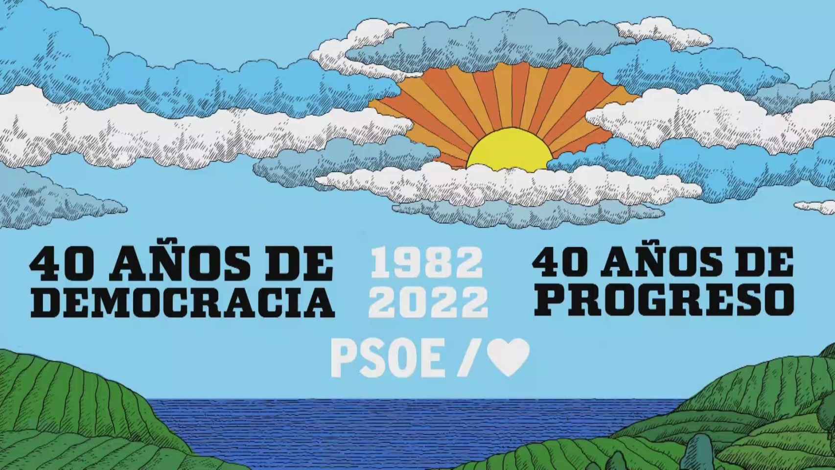 Cartel del PSOE para celebrar los cuarenta años de su victoria en 1982.