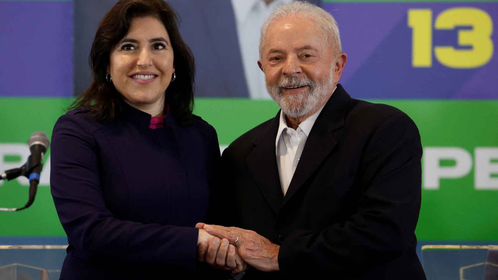 Simone Tebet y Lula da Silva en un acto de campaña.