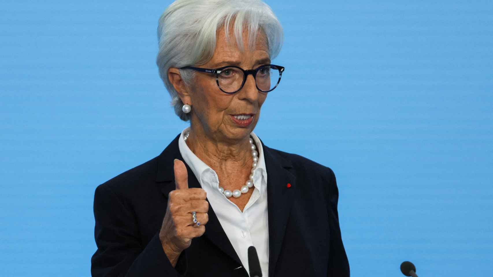 Christine Lagarde, presidenta del BCE, durante una rueda de prensa en Fráncfort.