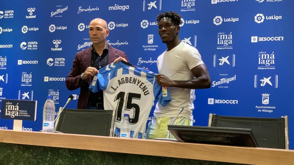 Manolo Gaspar y Lumor en la sala de prensa de La Rosaleda