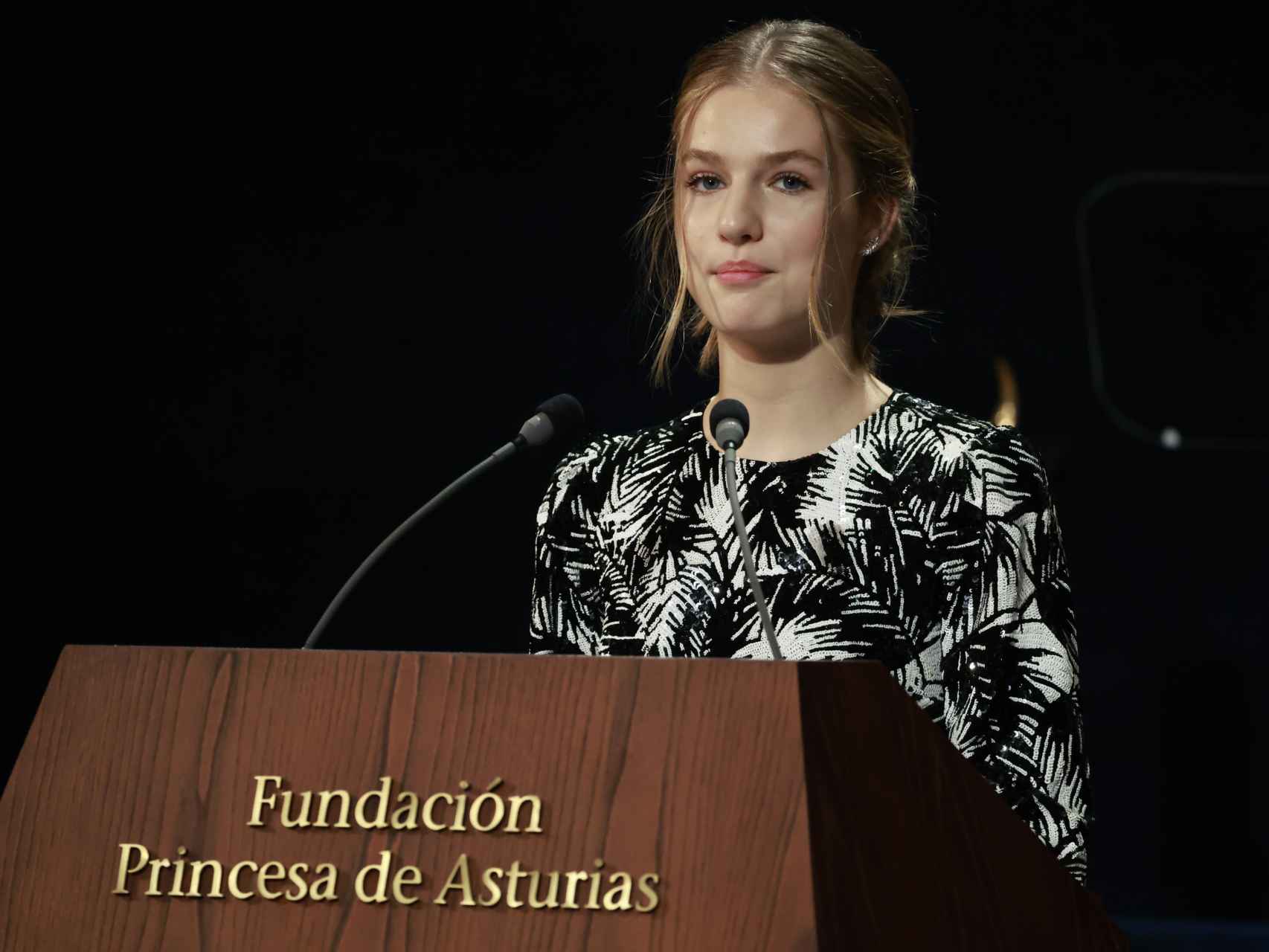 La princesa de Asturias, Leonor de Borbón, mientras pronunciaba su discurso.