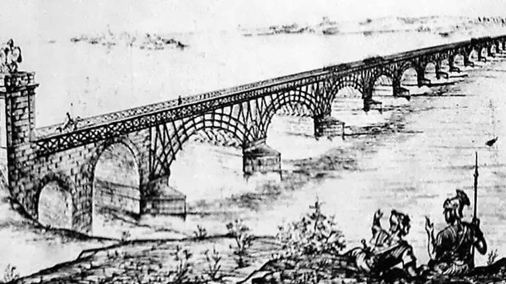 Ilustración de cómo pudo ser el puente encargado por Trajano sobre el Danubio.