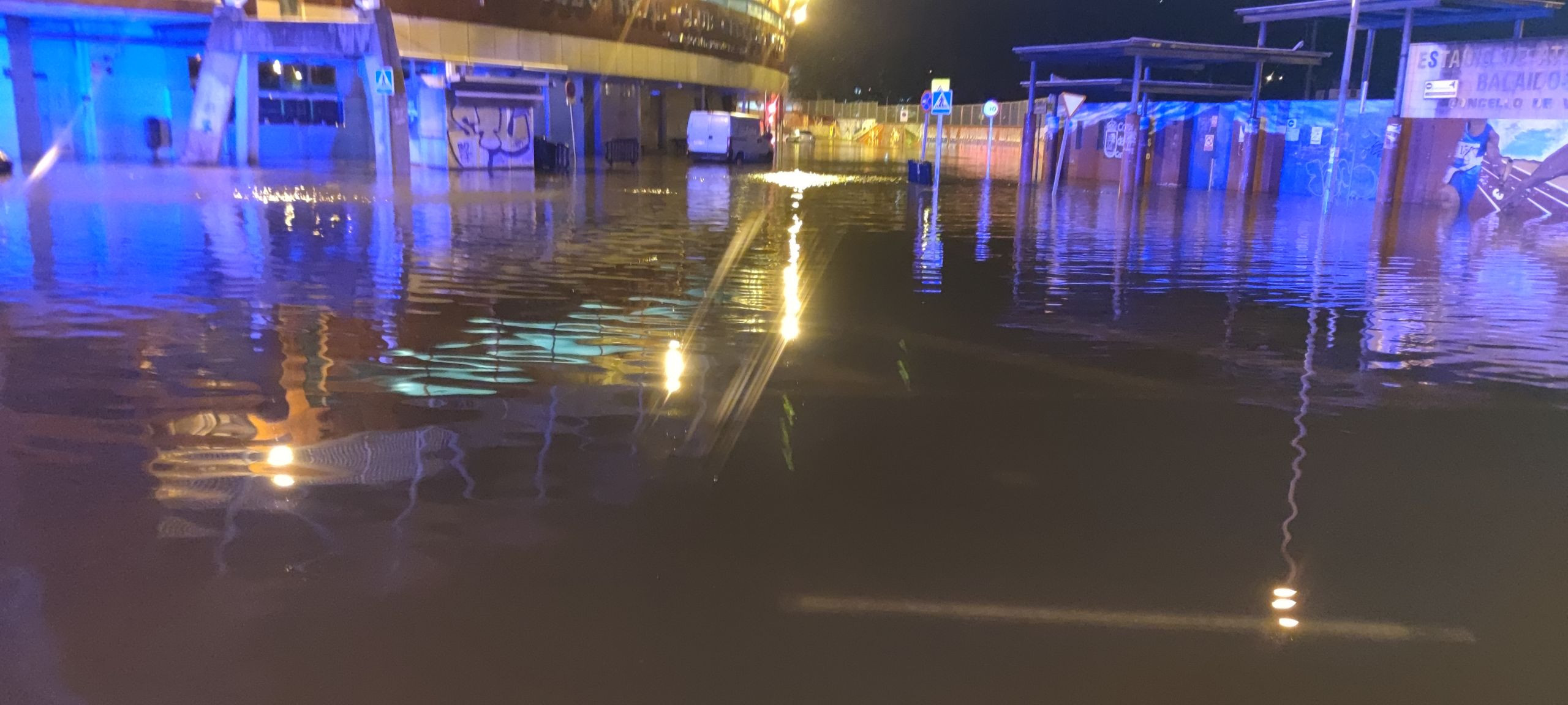 Inundaciones en Vigo por las lluvias de esta noche. Foto: Policía Local