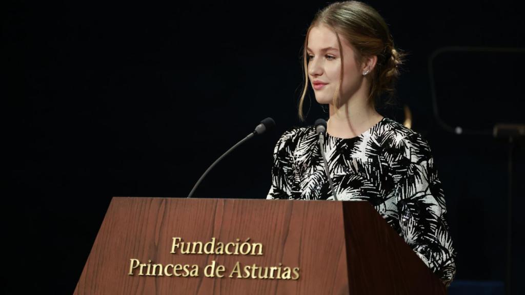 La Princesa, durante su discurso de los Princesa de Asturias.