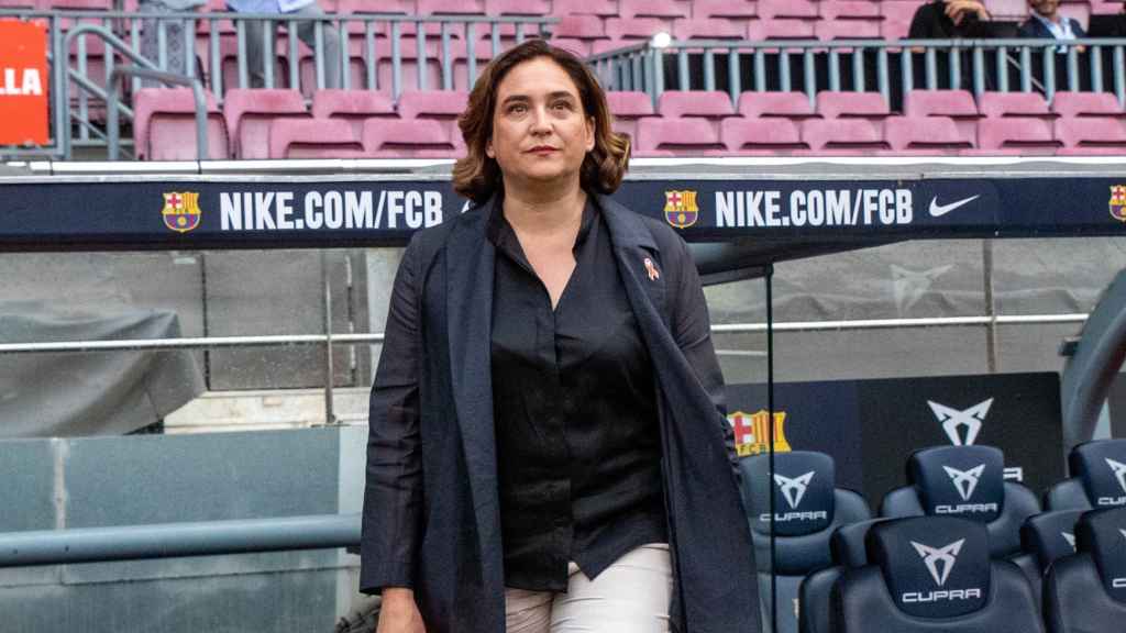 Ada Colau durante un acto en el Camp Nou