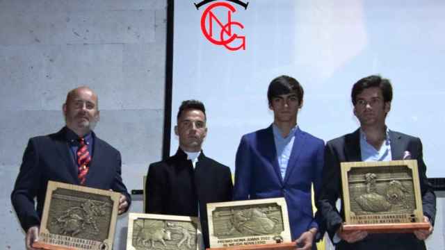 Los cuatro premiados en la gala de premios taurinos en Tordesillas
