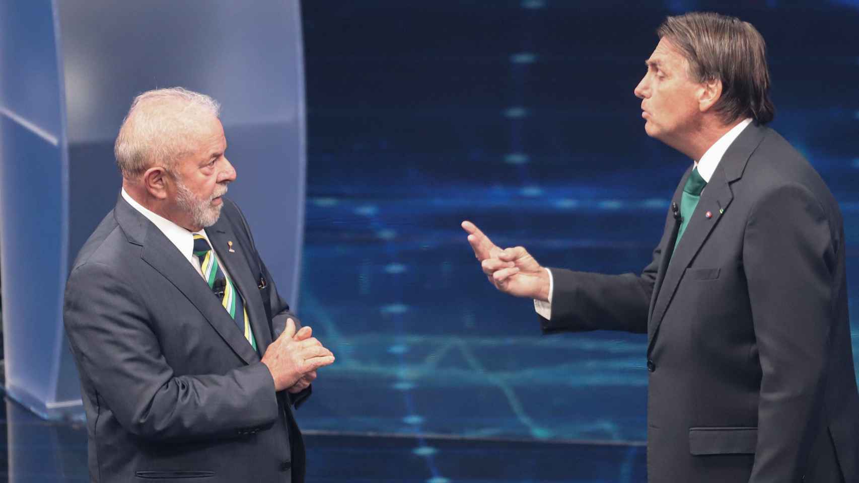Un instante del debate televisivo entre Lula da Silva y Jair Bolsonaro.