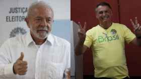 Lula y Bolsonaro en los colegios electorales a los que han acudido a votar.