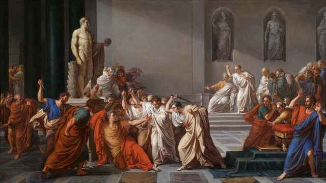 La muerte de Julio César según el pincel de Vincenzo Camuccini.
