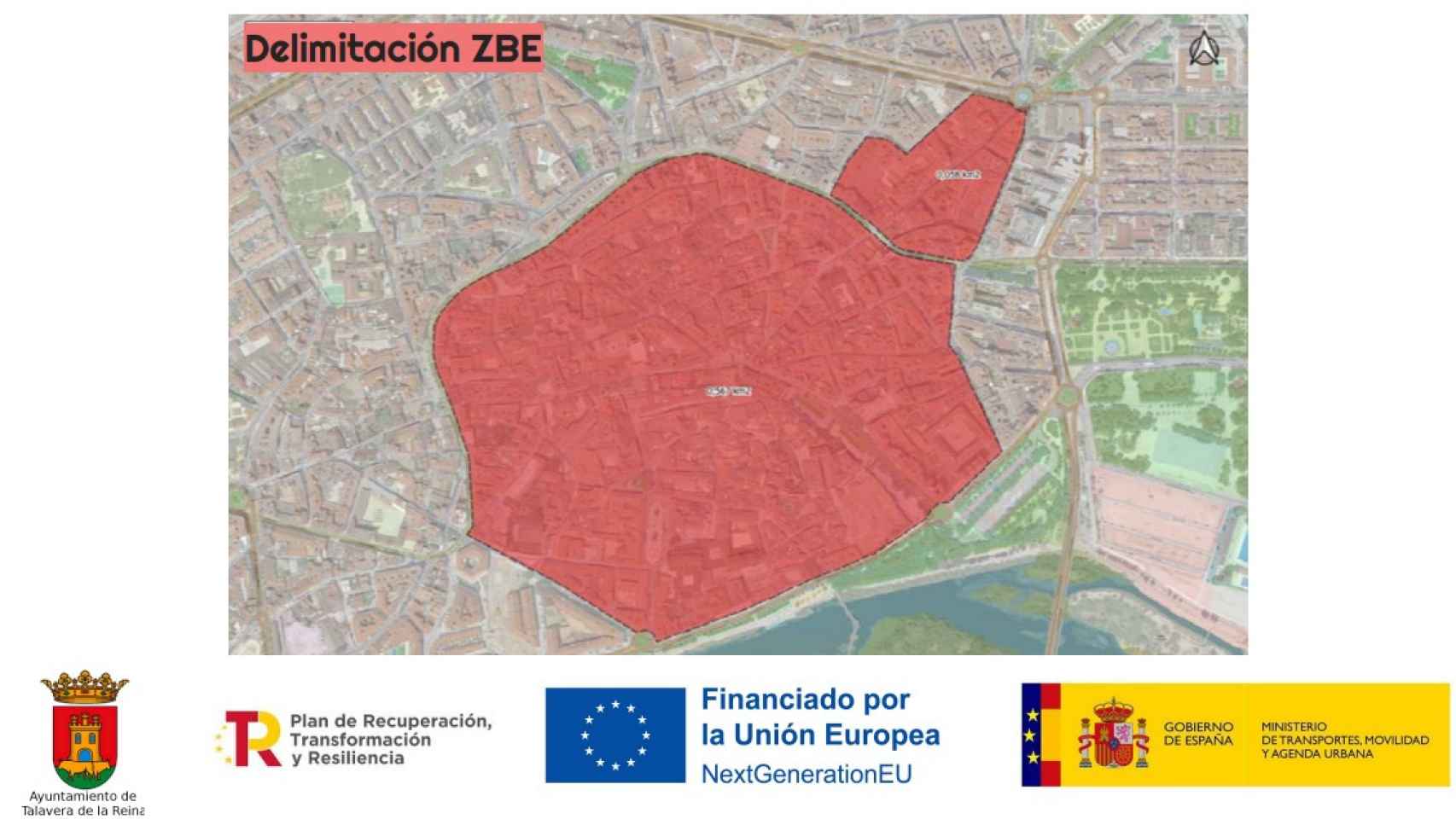 El área marcada en rojo será la zona de bajas emisiones de Talavera de la Reina.