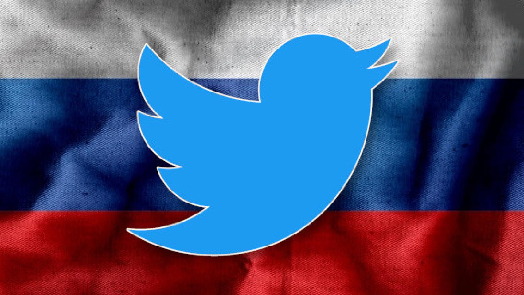 Bandera de Rusia con logo de Twitter