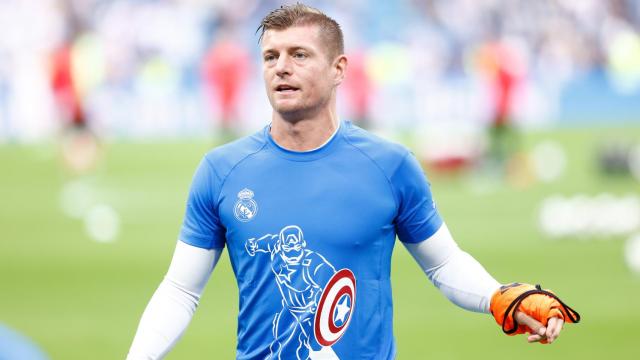 Toni Kroos, con la camiseta de Capitán América del Real Madrid