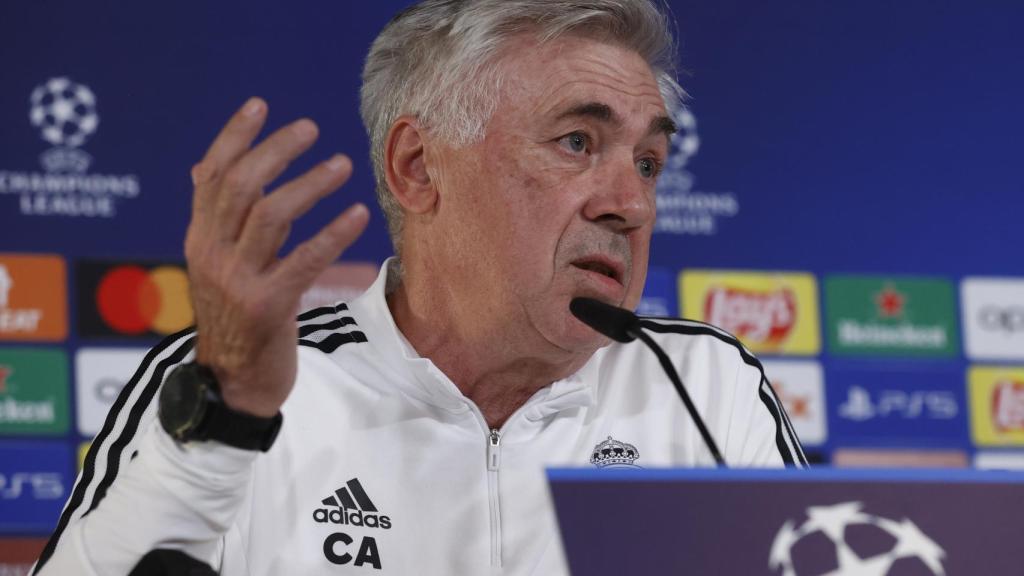 Carlo Ancelotti, en rueda de prensa antes de un partido de Champions