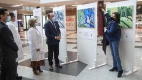 El conselleiro de Sanidade, Julio García Comesaña, en la presentación de la campaña “Cuadros con Esperanza” sobre el cáncer de mama triple negativo en Santiago de Compostela