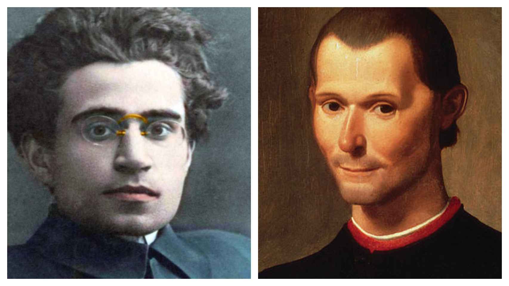 Los pensadores Antonio Gramsci y Nicolás Maquiavelo.