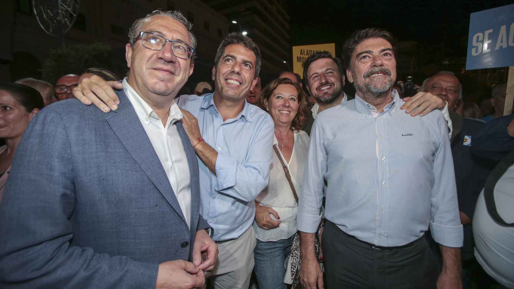 Toni Pérez, Carlos Mazón y Luis Barcala.
