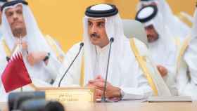 Sheikh Tamim bin Hamad Al Thani, Emir de Qatar, en un acto en Arabia Saudí