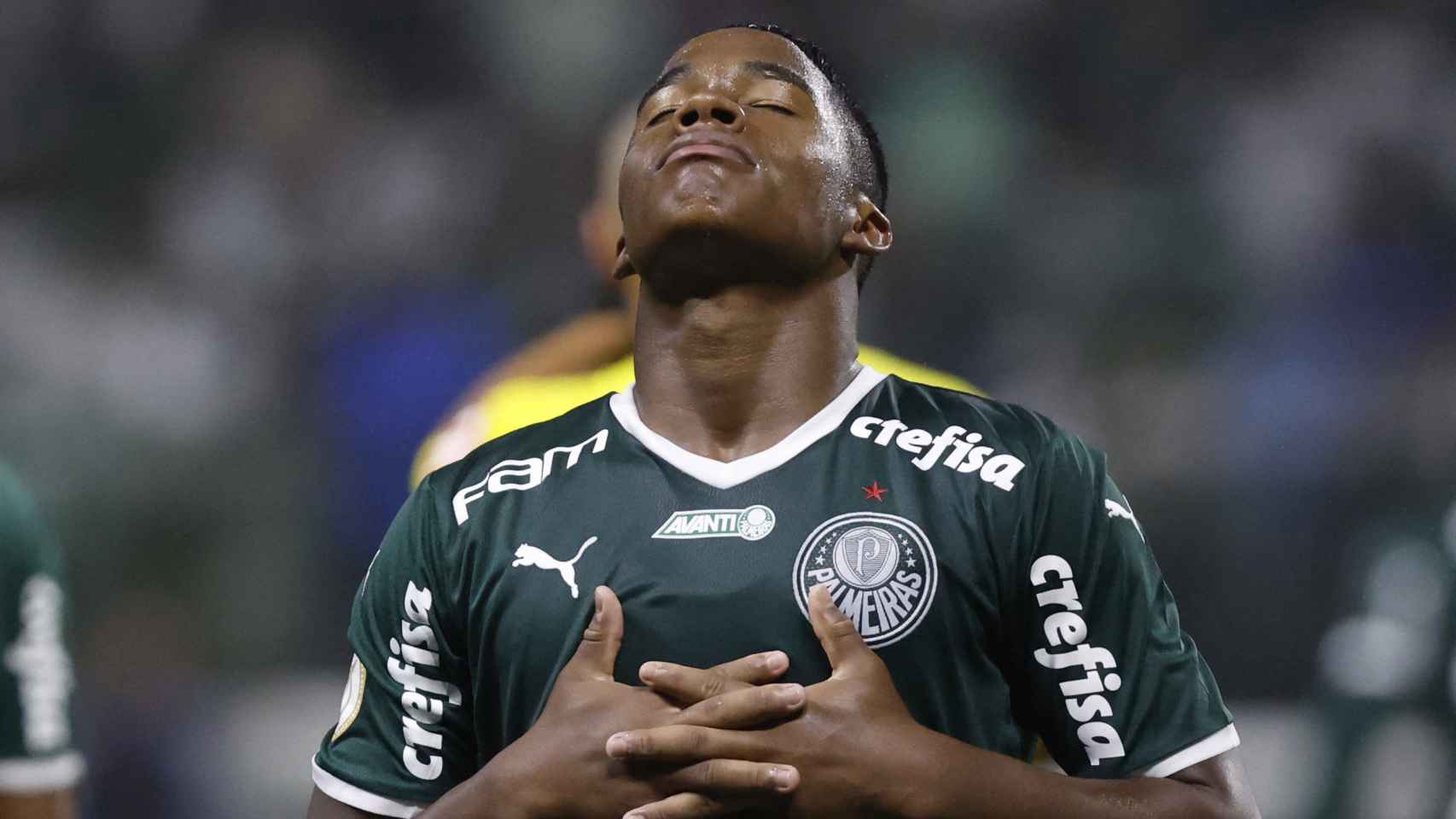 Endrick celebra un gol con el Palmeiras