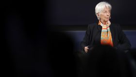 Christine Lagarde, presidenta del BCE, este jueves durante una conferencia.