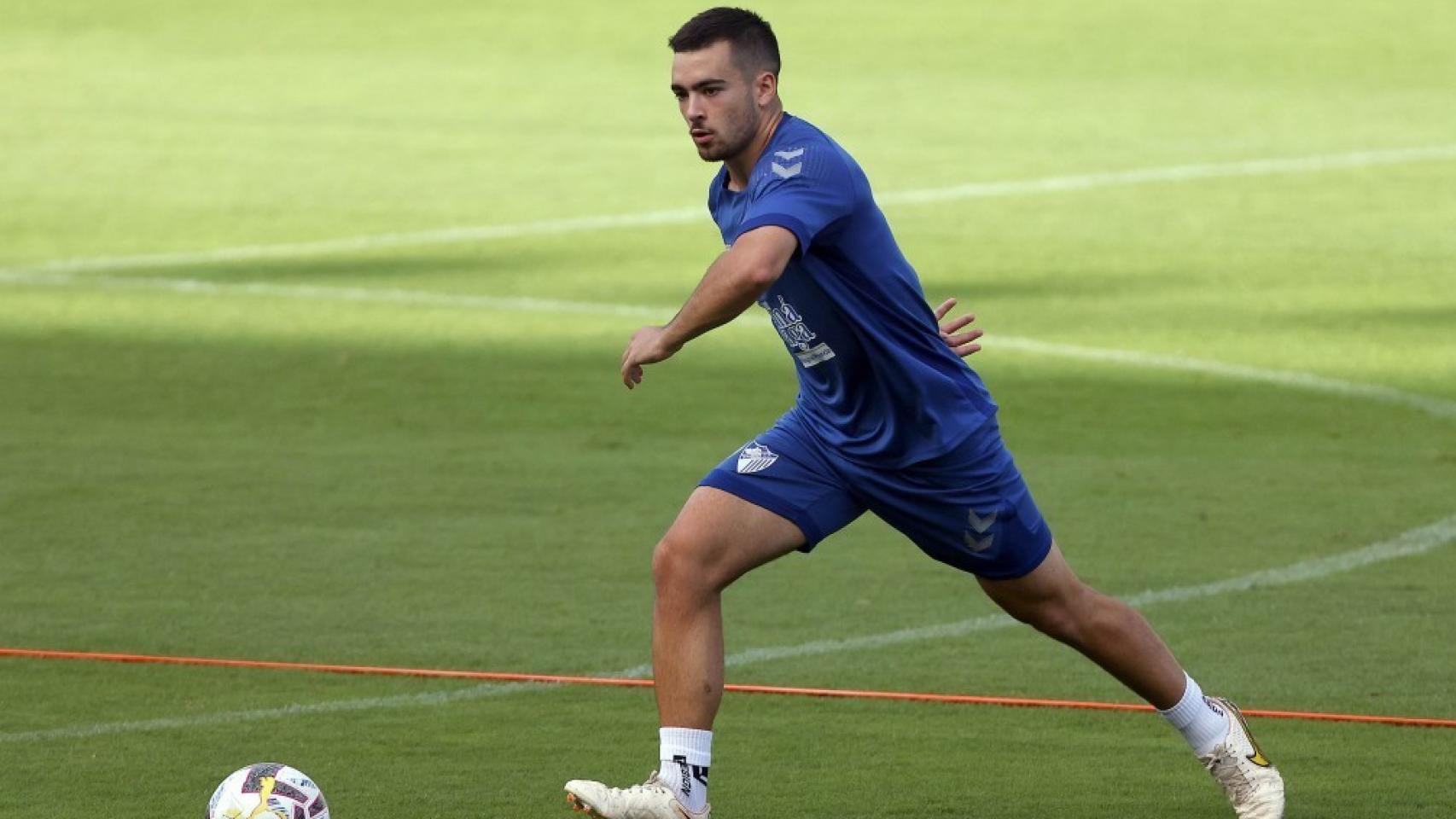 Ramón durante un entrenamiento con el Málaga CF