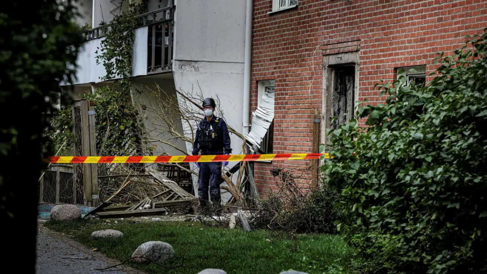 Daños tras una bomba en Solna (Estocolmo)