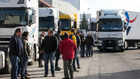 Imagen de un camión parado en Burgos durante la pasada huelga del mes de marzo
