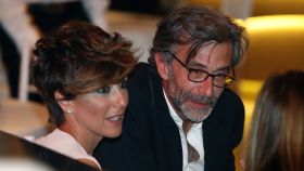 La presentadora Sonsoles Ónega y su pareja sentimental, César Vidal, en uno de sus primeros actos públicos juntos, en mayo de 2021.