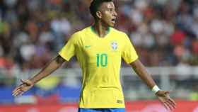 Rodrygo Goes, en un partido de la selección de Brasil