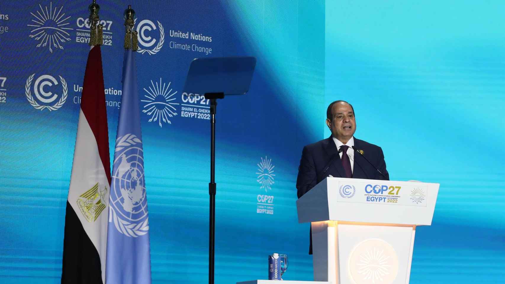 El presidente de Egipto,  Abdel Fattah al Sisi, habla en la inauguración de la COP27.