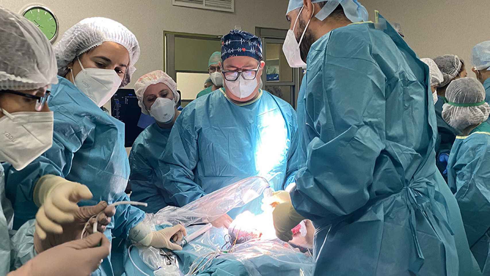 Un momento de la intervención realizada al feto en el Hospital Materno Infantil de Málaga.