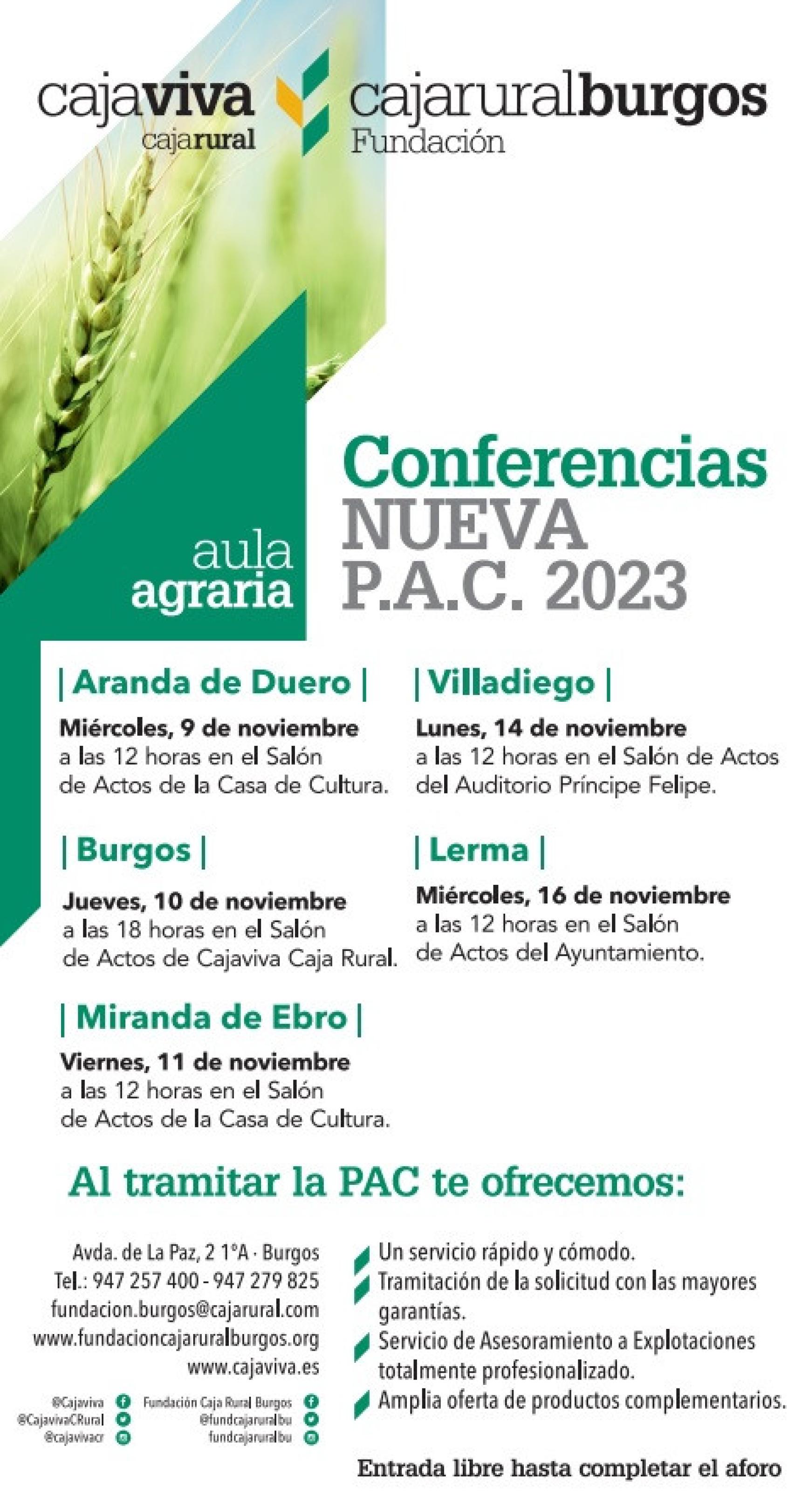 Cartel de las conferencias de Fundación Caja Rural de Burgos.