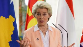 Ursula von der Leyen, presidenta de la Comisión Europea, durante una rueda de prensa ofrecida el pasado jueves.