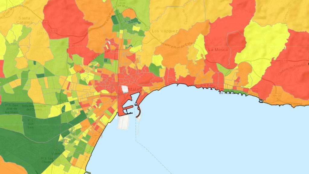 El mapa de la distribución de la riqueza atendiendo al índice de Gini.