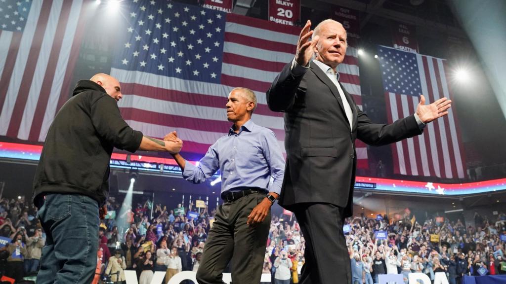 El presidente norteamericano Joe Biden en un mitin del gobernador demócrata por Pensilvania, Josh Shapiro.