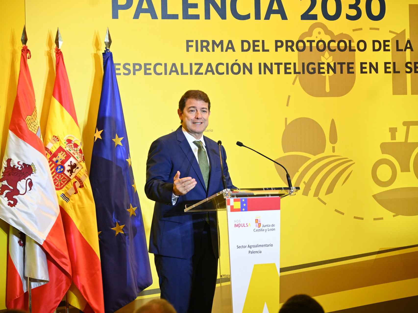 El presidente de la Junta, Alfonso Fernández Mañueco, durante su intervención de este miércoles en Palencia.