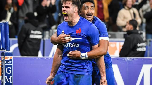 Jugadores de la selección francesa de Rugby durante un partido