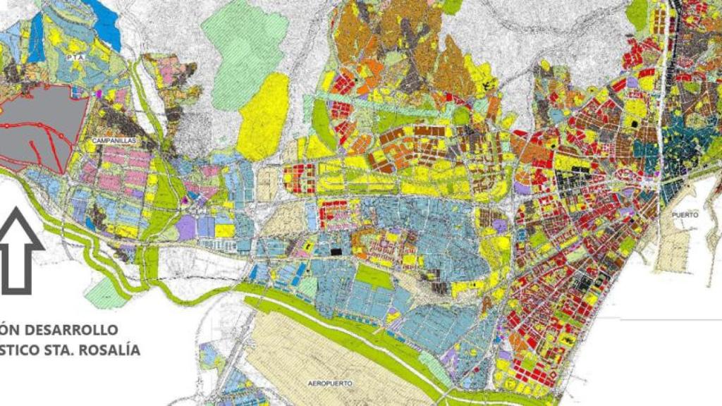 Ubicación de los terrenos de Santa Rosalía en el mapa de Málaga.