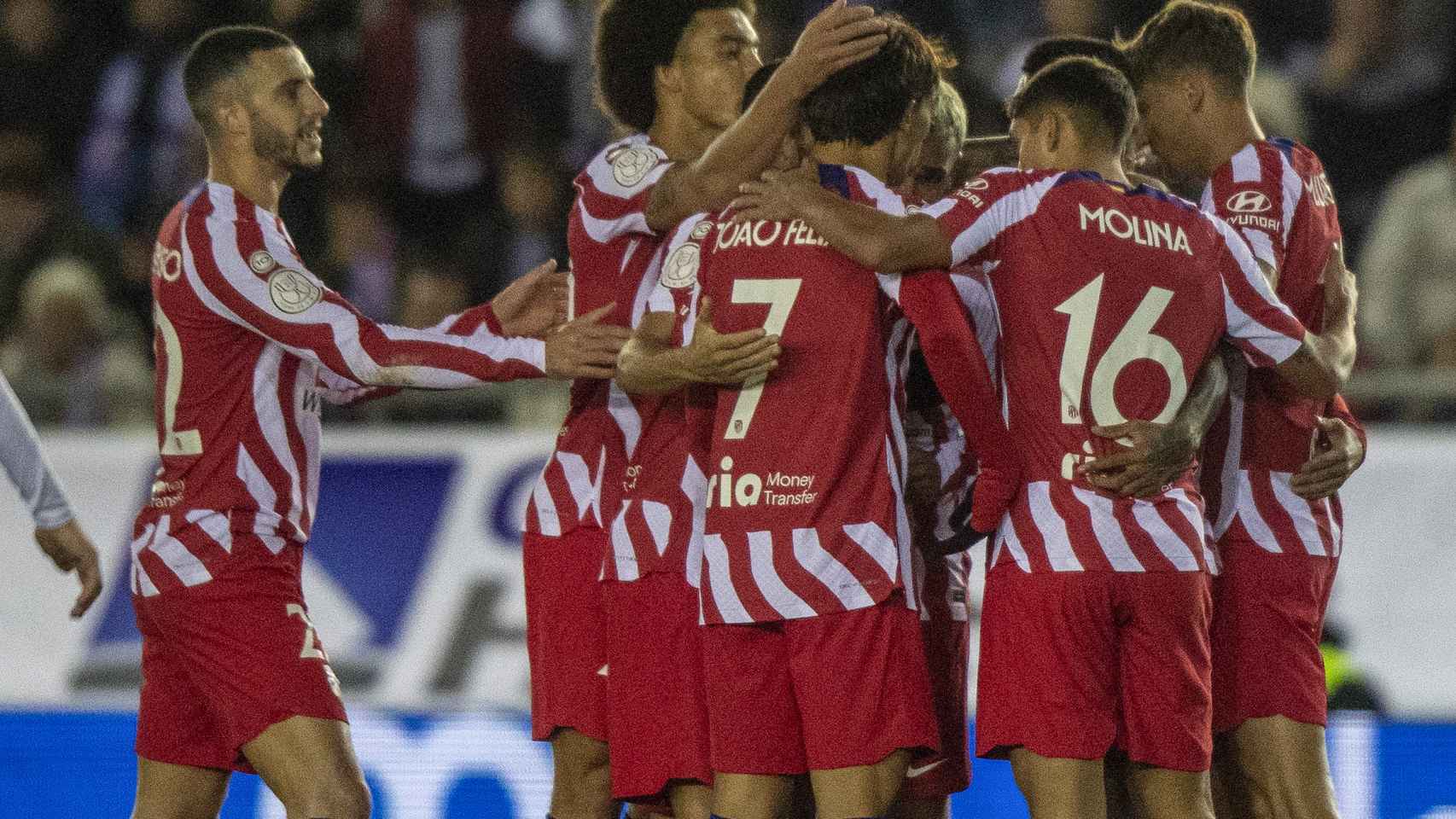 Los jugadores del Atlético celebran uno de los goles en la Copa del Rey 2022/2023