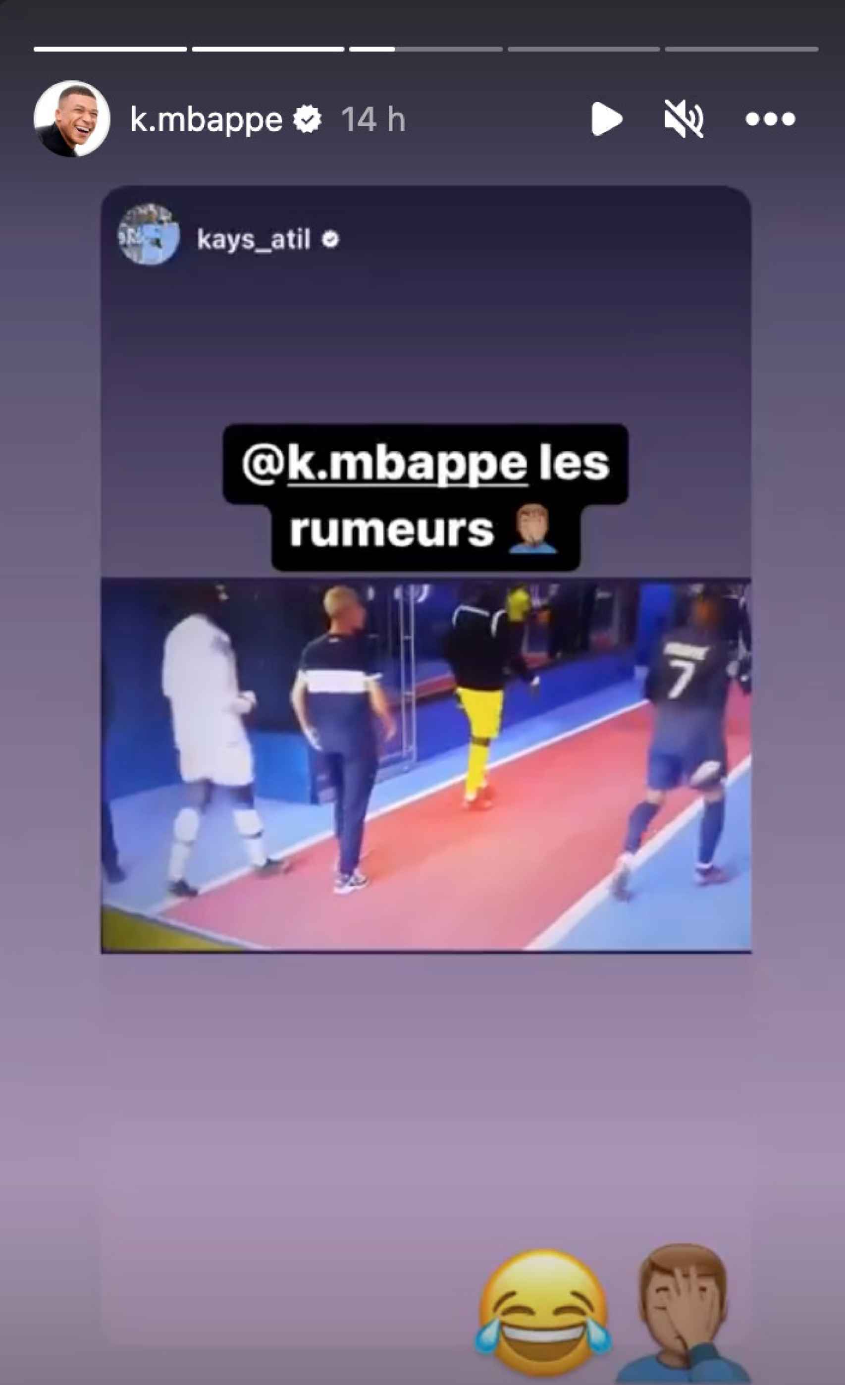Mbappé y Kays Ruiz-Atil bromean en Instagram
