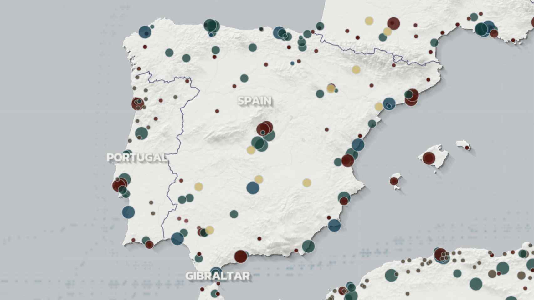 Mapa de contaminantes en España.