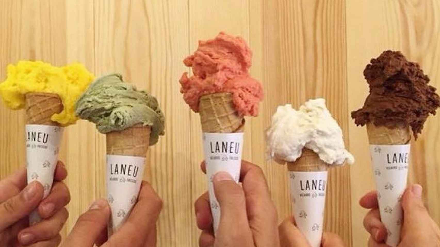 Diferentes helados de Laneu.