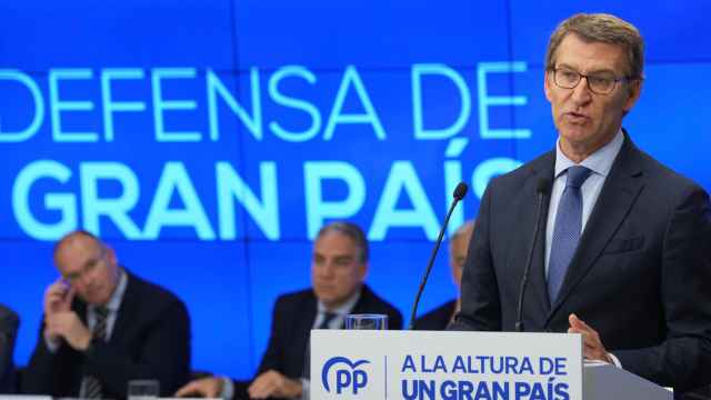 El presidente del Partido Popular, Alberto Núñez-Feijóo, participa este lunes en el Comité Ejecutivo Nacional en la sede de Génova, Madrid.