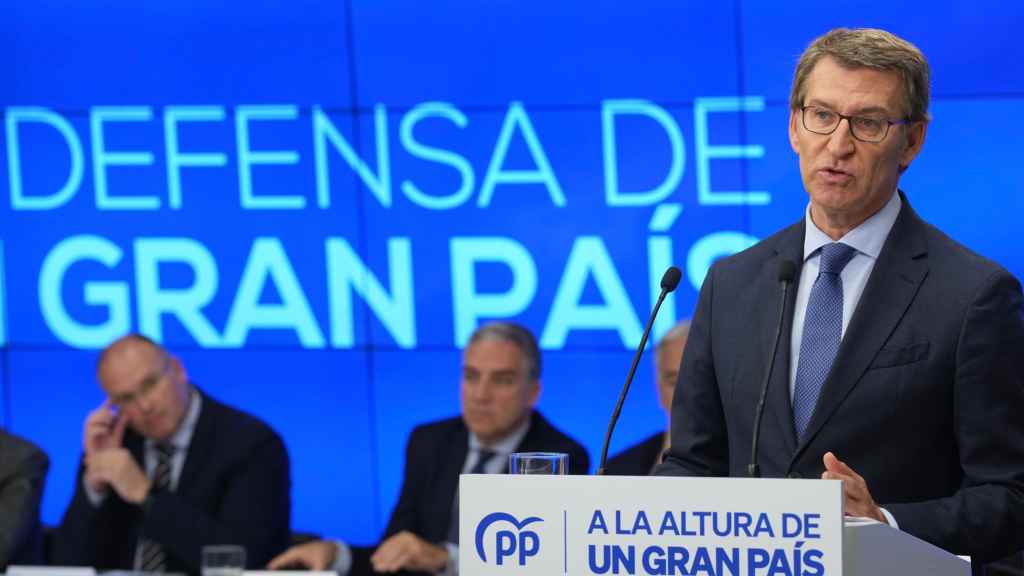 El presidente del Partido Popular, Alberto Núñez-Feijóo, durante el Comité Ejecutivo Nacional en la sede de Génova, Madrid.