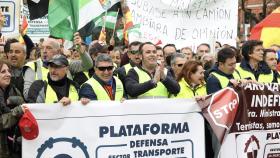 Miembros de la Plataforma en Defensa del Transporte por Carretera, en la manifestación del pasado 25 de marzo en Madrid