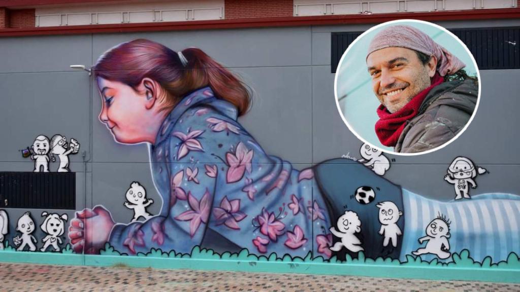 Nano Lázaro y su mural en Las Viudas