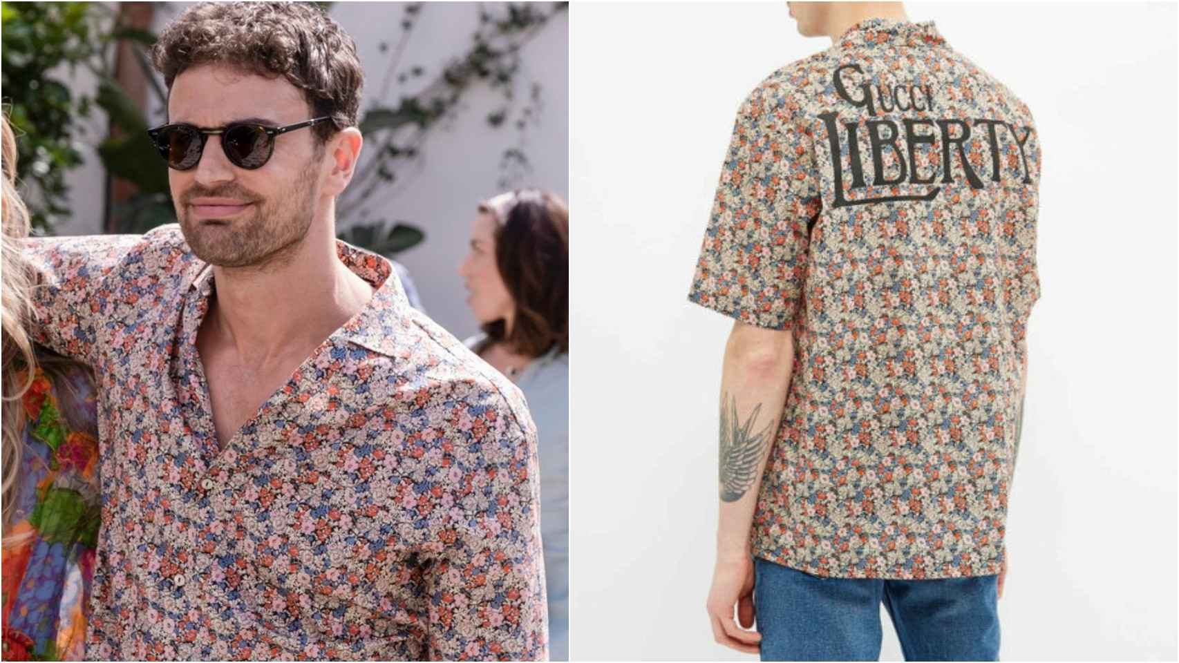 El actor Theo James (Cameron Sullivan) luce camisa estampada de Gucci en colaboración con Liberty.