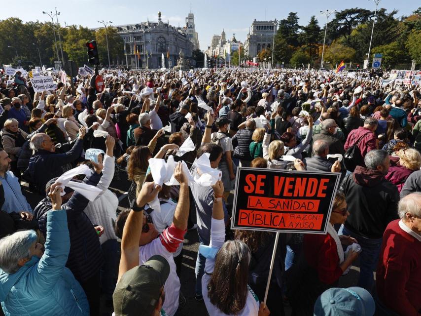 Manifestación convocada en Madrid contra la gestión de la Sanidad pública.