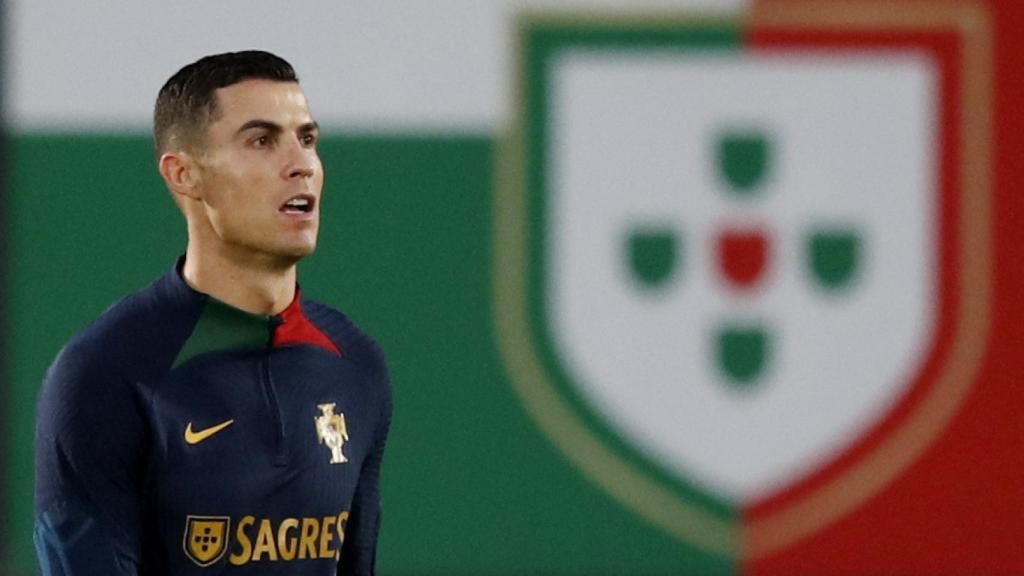 Cristiano Ronaldo, durante un entrenamiento con Portugal