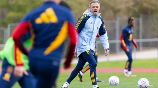 Luis Enrique durante un entrenamiento de la selección española